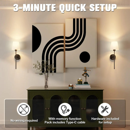 Wireless Wall Sconce with Remote (2 Pack)