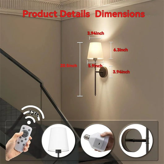Wireless Wall Sconce with Remote (2 Pack)